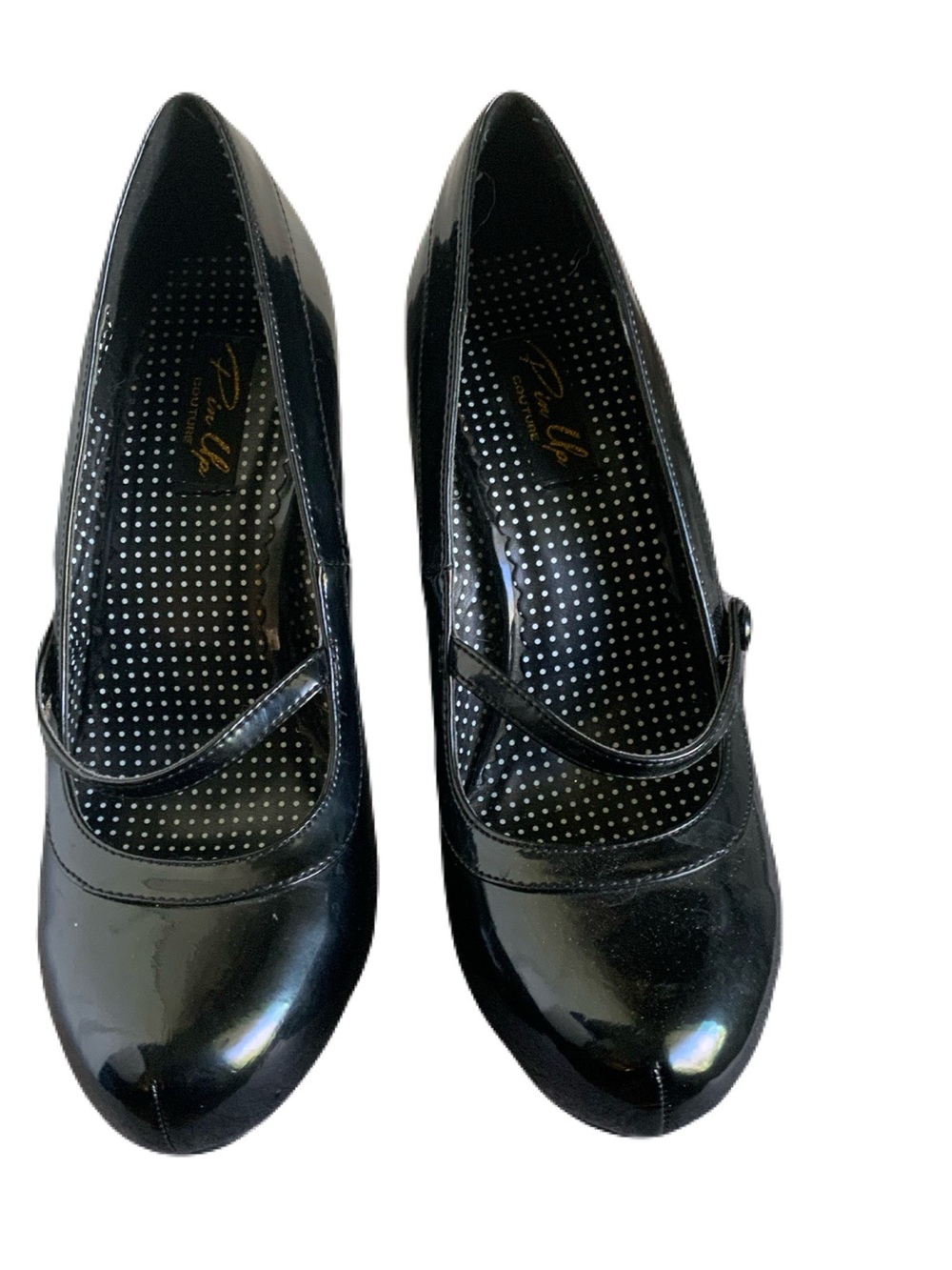 Pinup Couture Cutiepie-02 Black Patent Mary Jane Heels